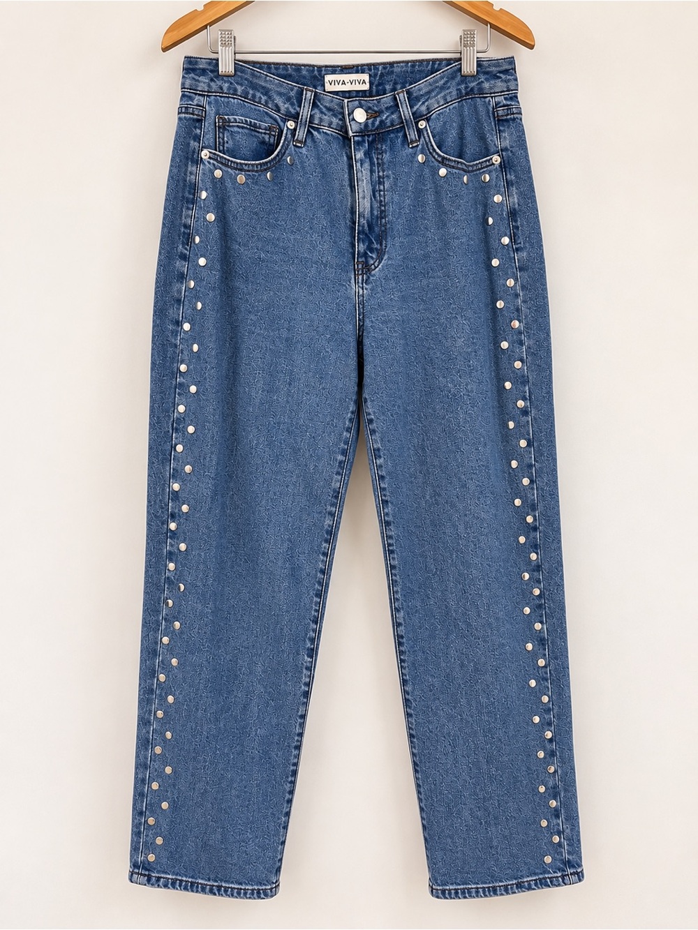 Ava & Viv High Rise Straight Studded Jeans Size 16